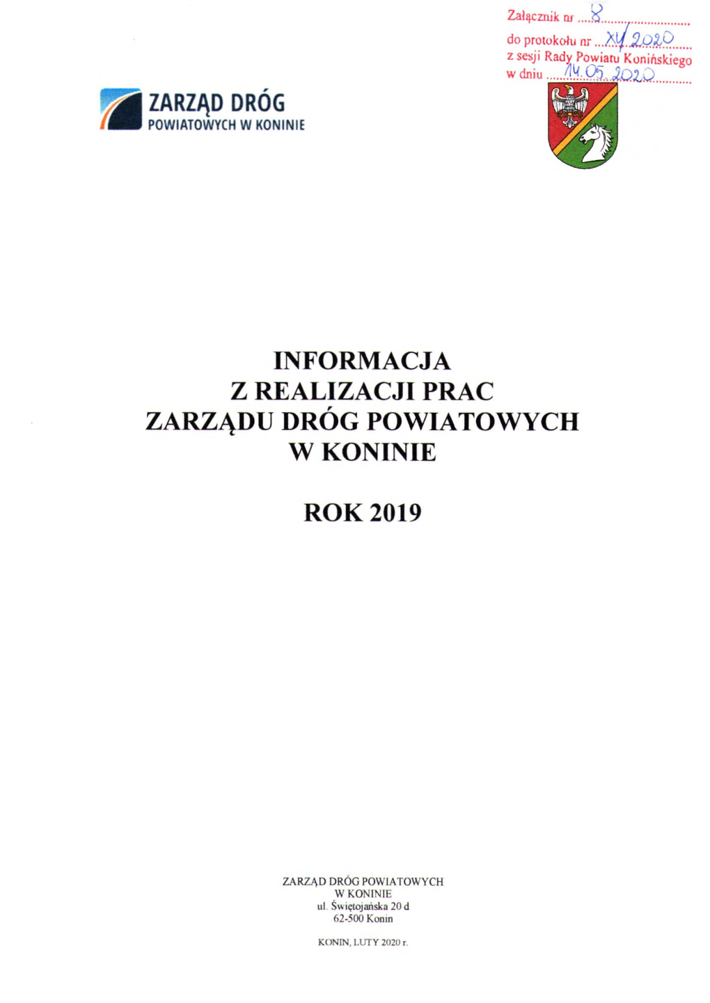 Informacja Z Realizacji Prac Zarządu Dróg Powiatowych W Koninie