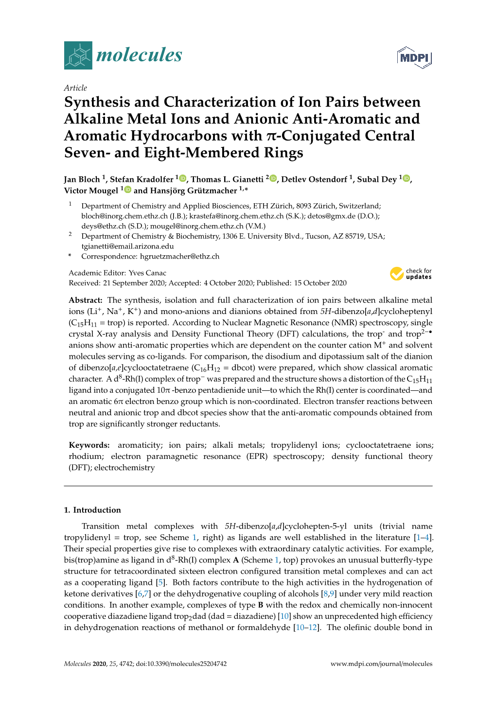 Synthesis and Characterization of Ion Pairs Between Alkaline Metal Ions and Anionic Anti-Aromatic and Aromatic Hydrocarbons With