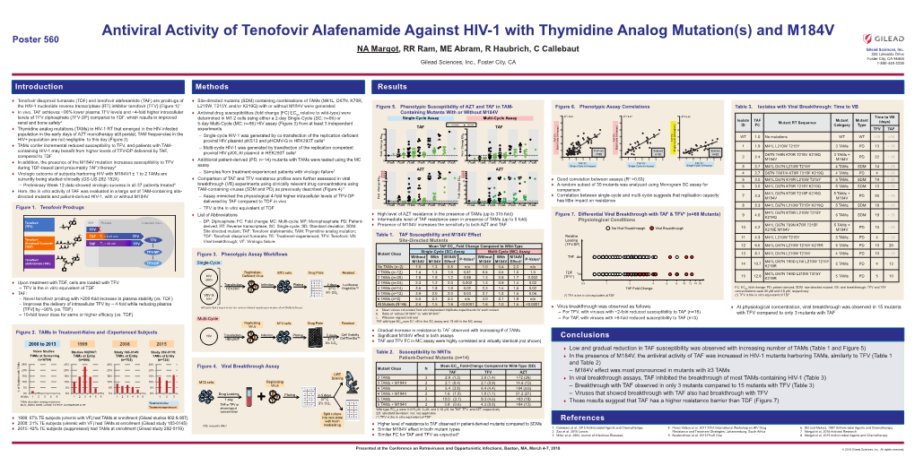 Antiviral Activity of Tenofovir Alafenamide Against HIV-1 With