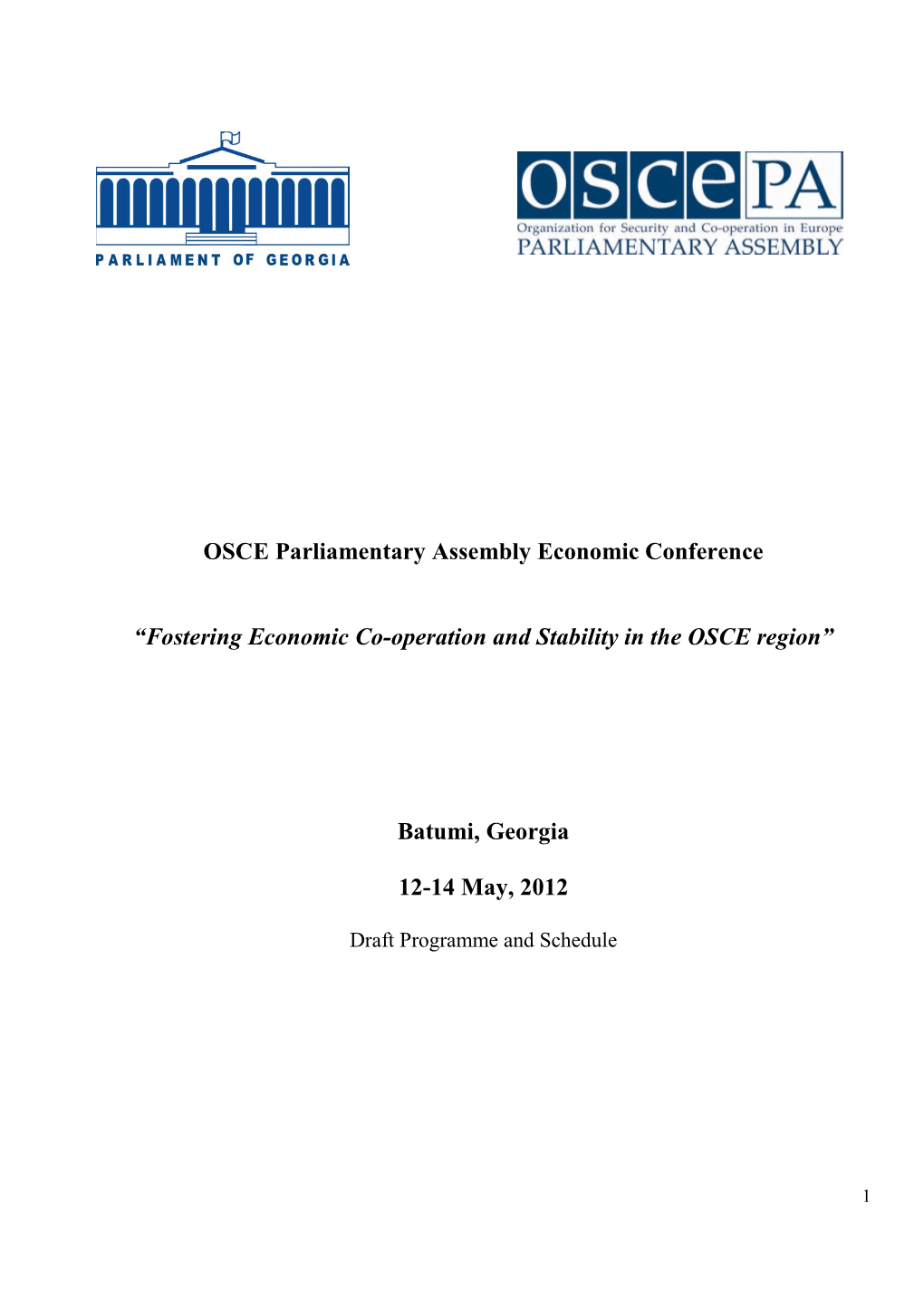 OSCE Parliamentary Assembly Economic Conference “Fostering