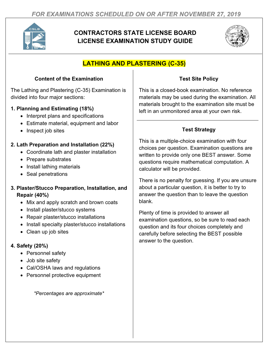 C-35 Lathing and Plastering Study Guide