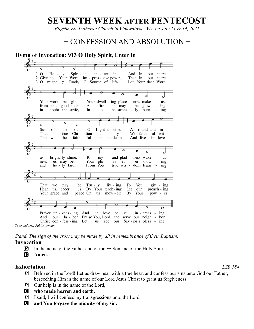 SEVENTH WEEK AFTER PENTECOST Pilgrim Ev