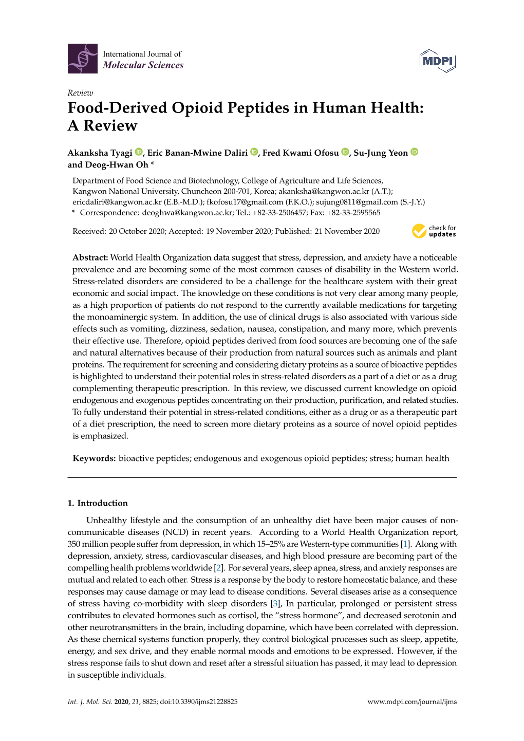 Food-Derived Opioid Peptides in Human Health: a Review