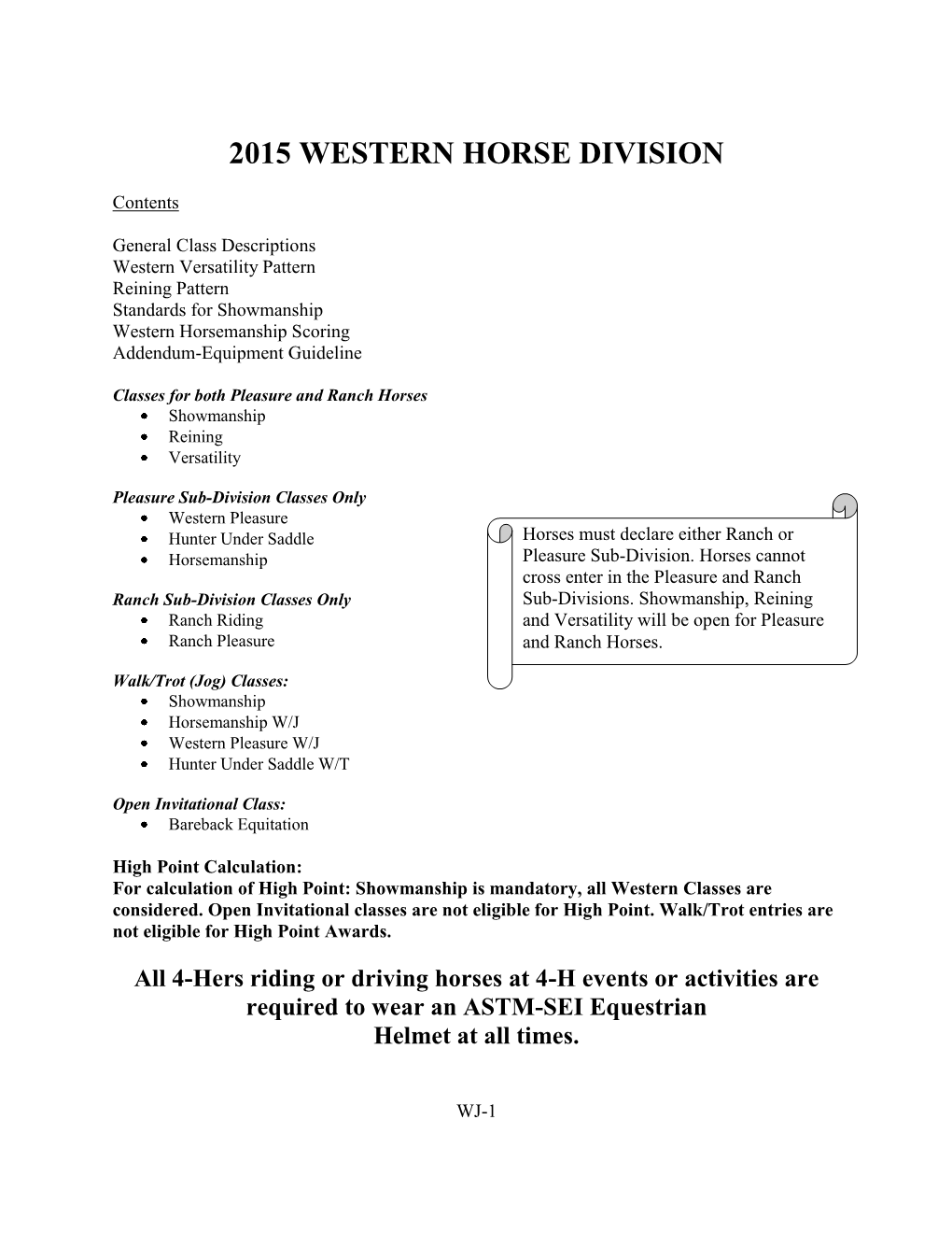 2015 Western Horse Division