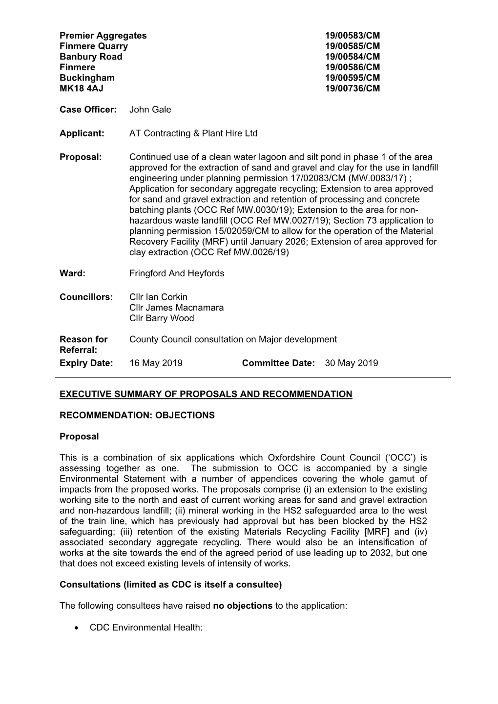 Finmere Quarry FINAL REPORT , Item 15. PDF 120 KB