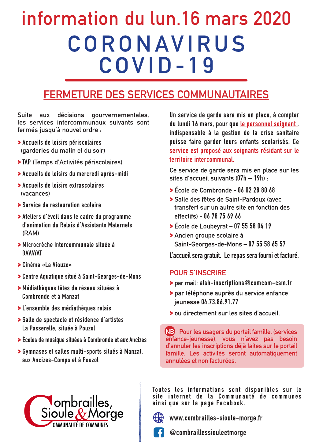 Coronavirus Covid-19 Fermeture Des Services Communautaires