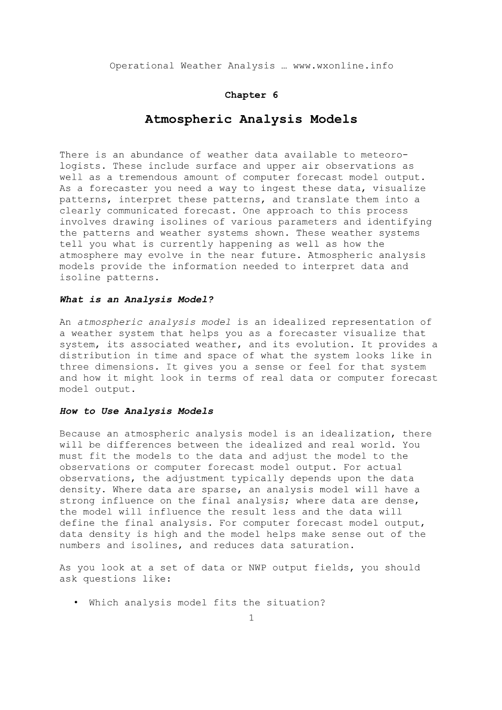 Atmospheric Analysis Models