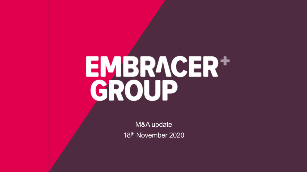 M&A Update 18Th November 2020