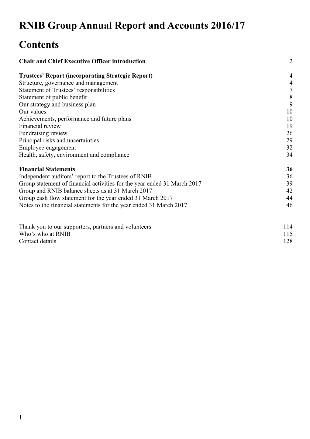 RNIB Group Annual Report and Accounts 2016/17