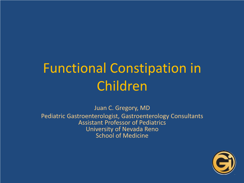 Functional Constipation in Children