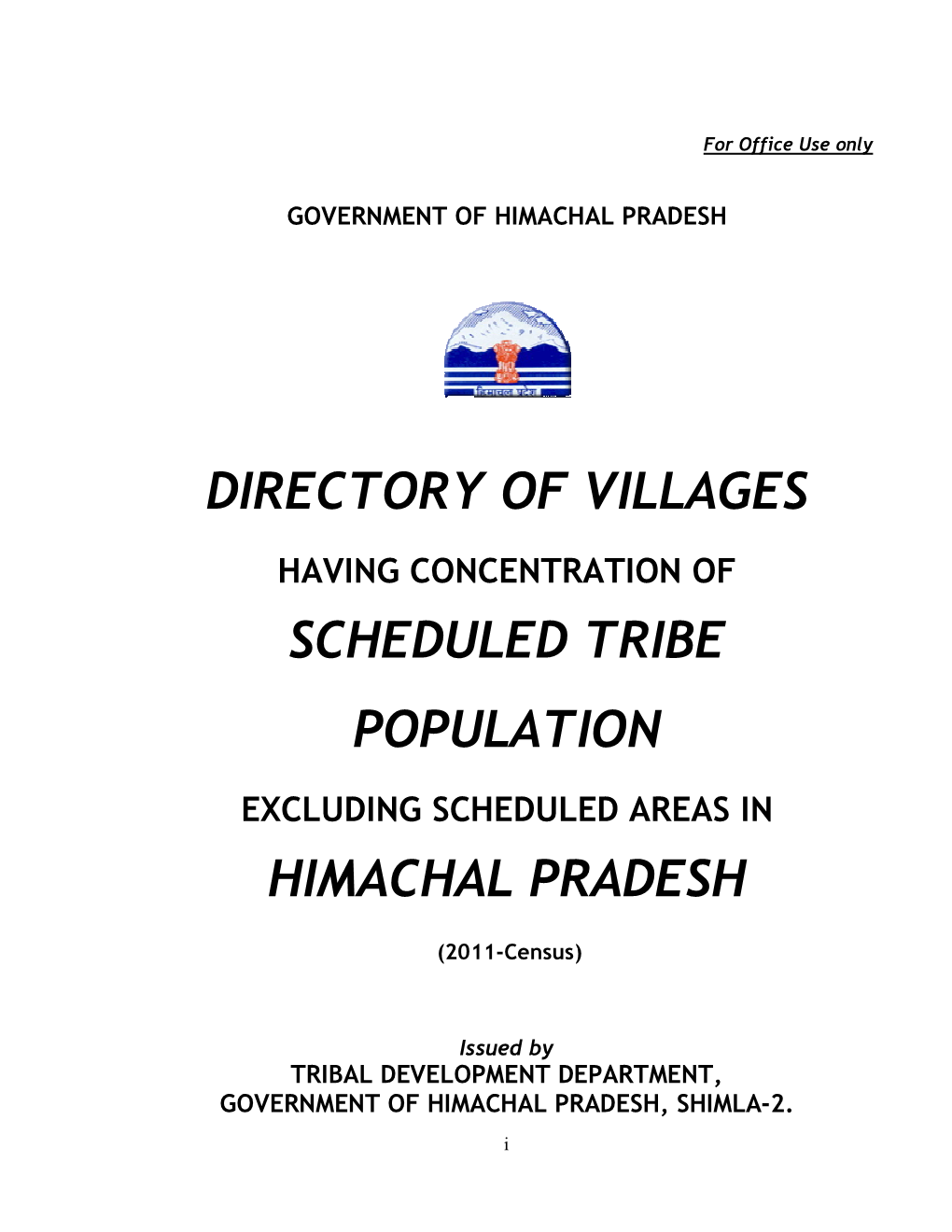 Directory of Villages Scheduled Tribe Population