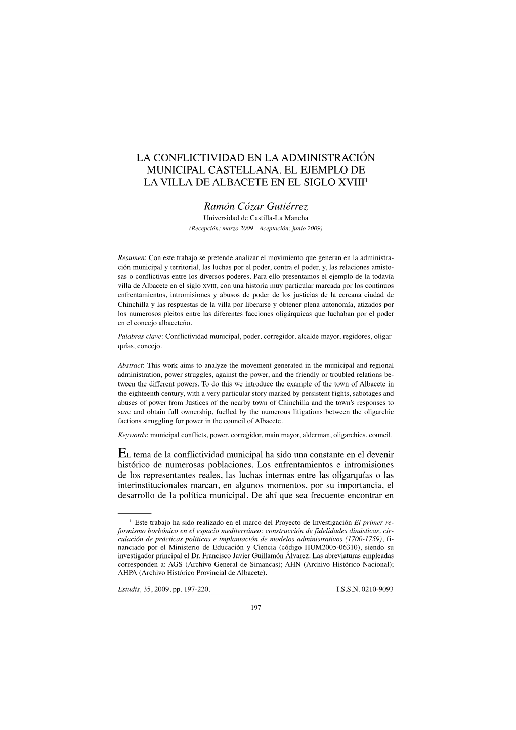 La Conflictividad En La Administración Municipal Castellana