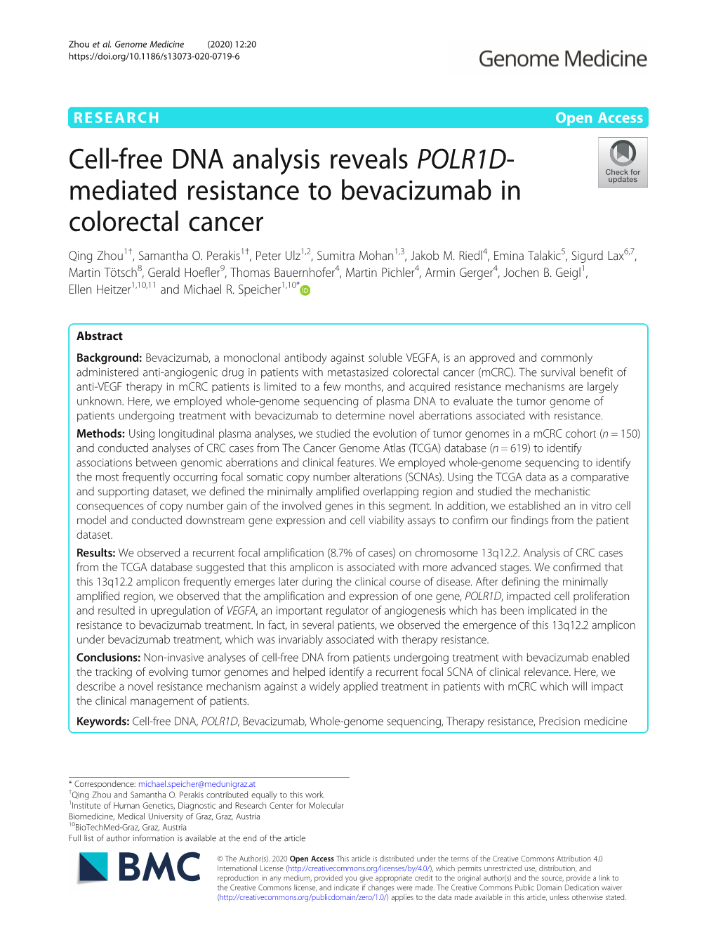 Cell-Free DNA Analysis Reveals POLR1D-Mediated Resistance To