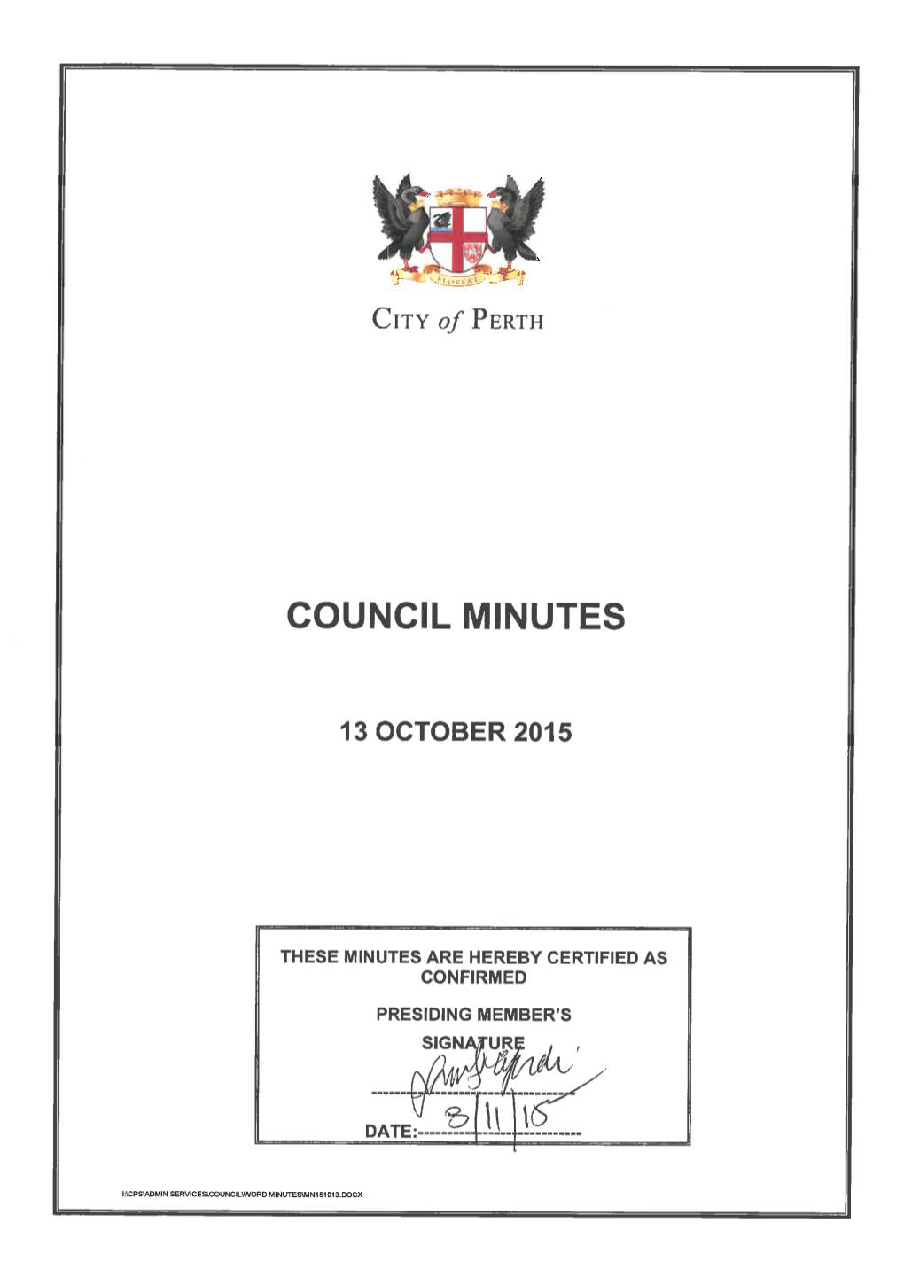 Minutes 13 October 2015