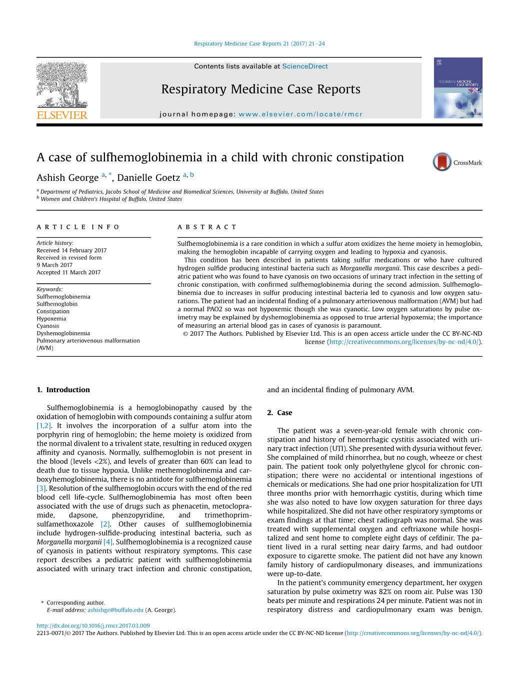 A Case of Sulfhemoglobinemia in a Child with Chronic Constipation