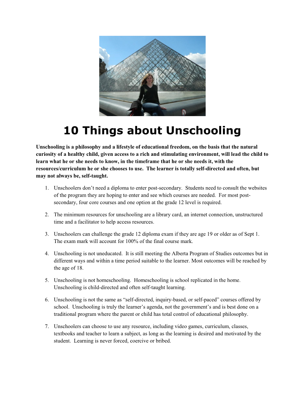 10 Things About Unschooling