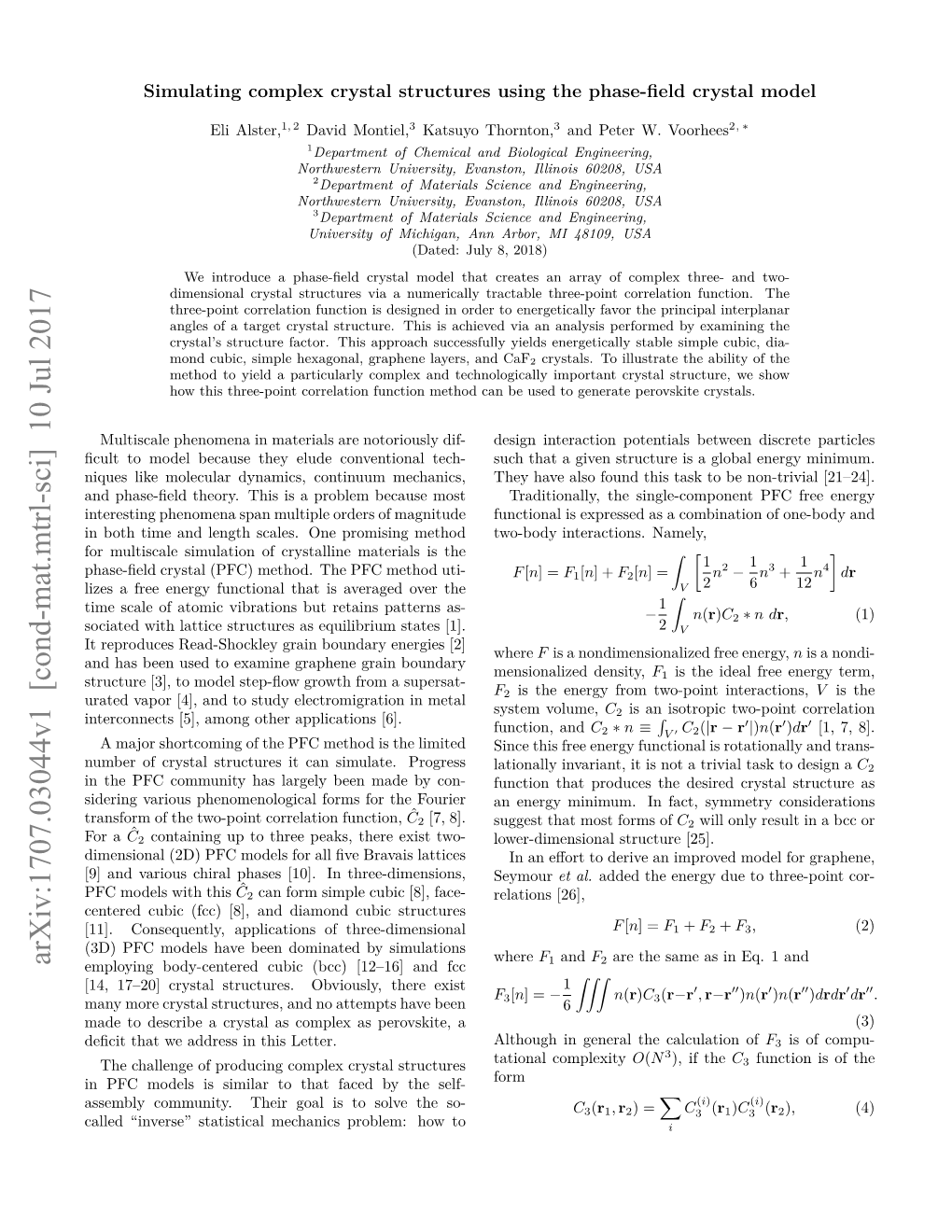 Arxiv:1707.03044V1 [Cond-Mat.Mtrl-Sci] 10 Jul 2017 Employing Body-Centered Cubic (Bcc) [12–16] and Fcc 1 2 [14, 17–20] Crystal Structures