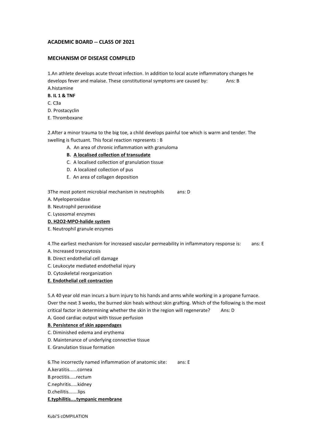 Class of 2021 Mechanism of Disease Compiled