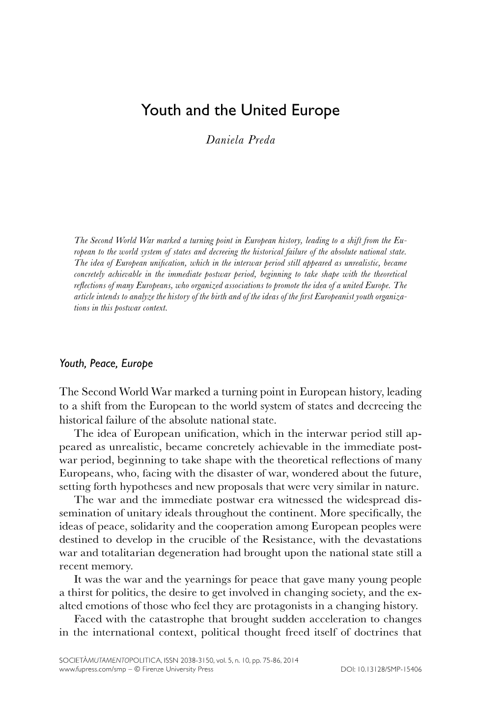 Youth and the United Europe