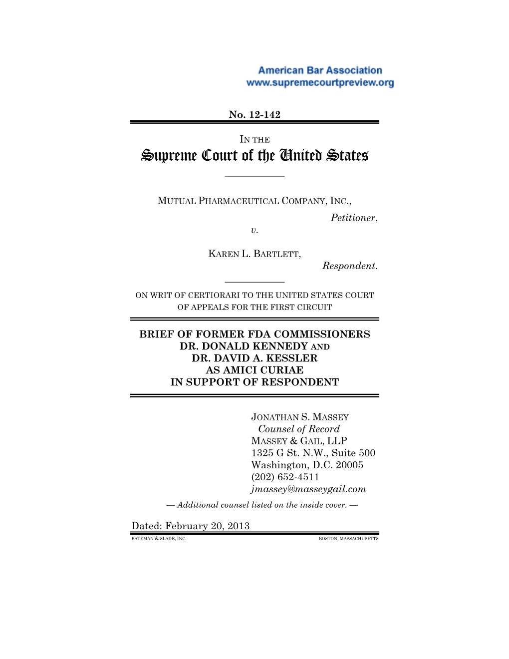 12-142 Brief for Former FDA Commissioners Dr. Donald