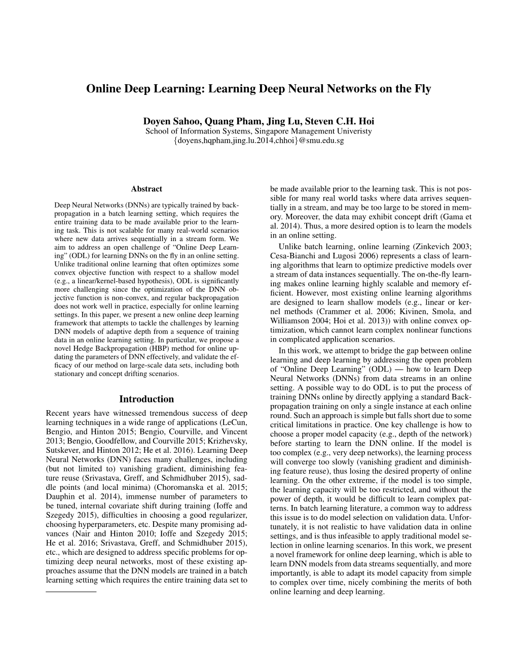 Online Deep Learning: Learning Deep Neural Networks on the Fly