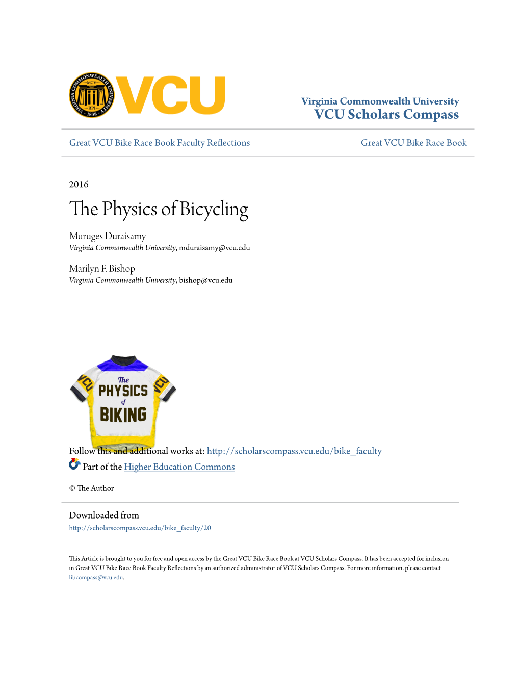 The Physics of Bicycling the Physics of Bicycling ( Just Another Rampages.Us Site the Great VCU Bike Race Book