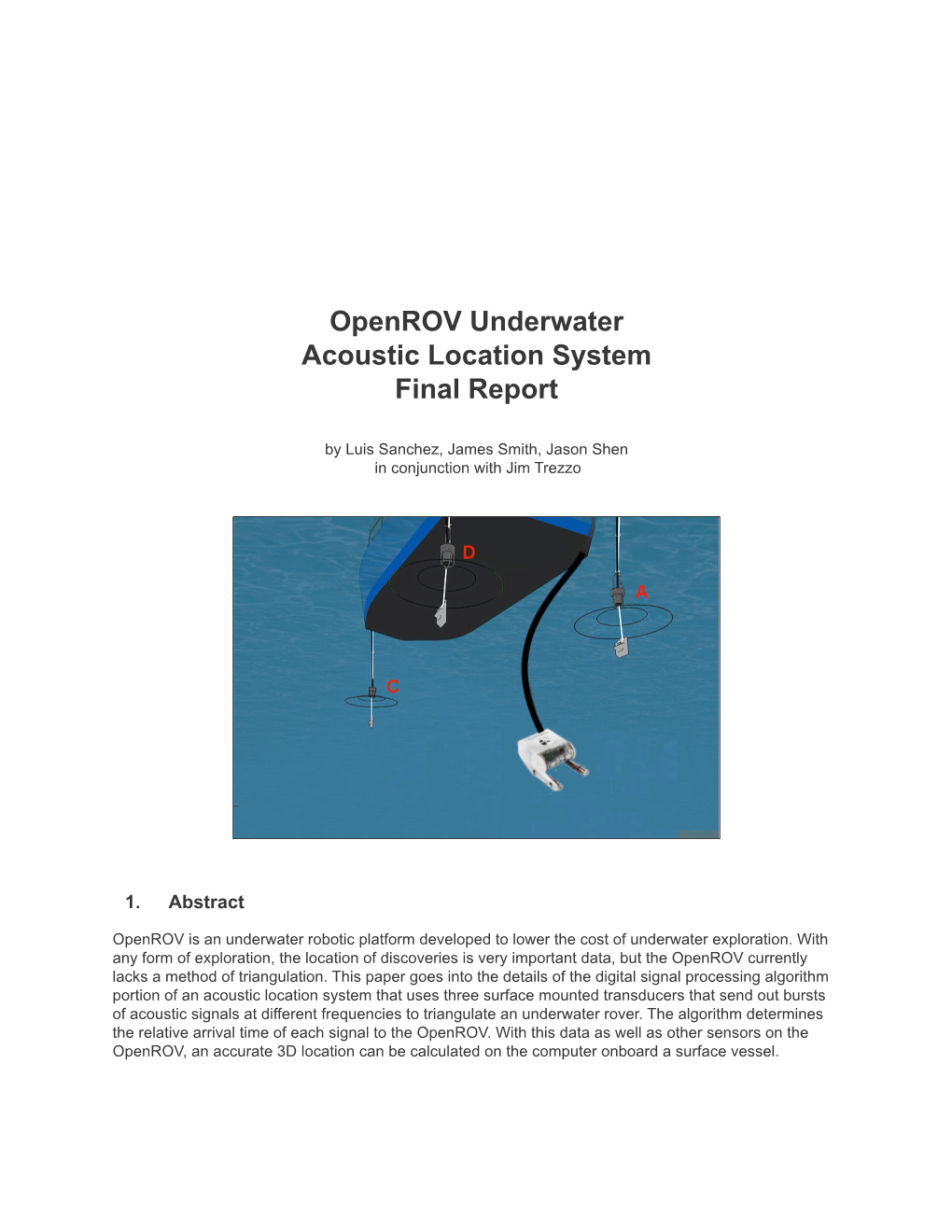 Openrov Underwaterаа Acoustic Location System Final Report
