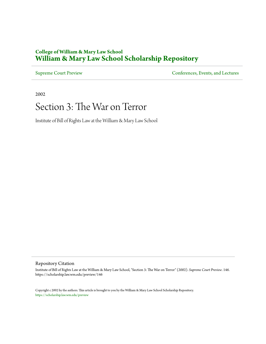 Section 3: the War on Terror