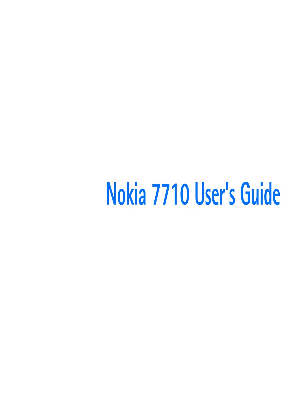 Nokia 7710 User's Guide