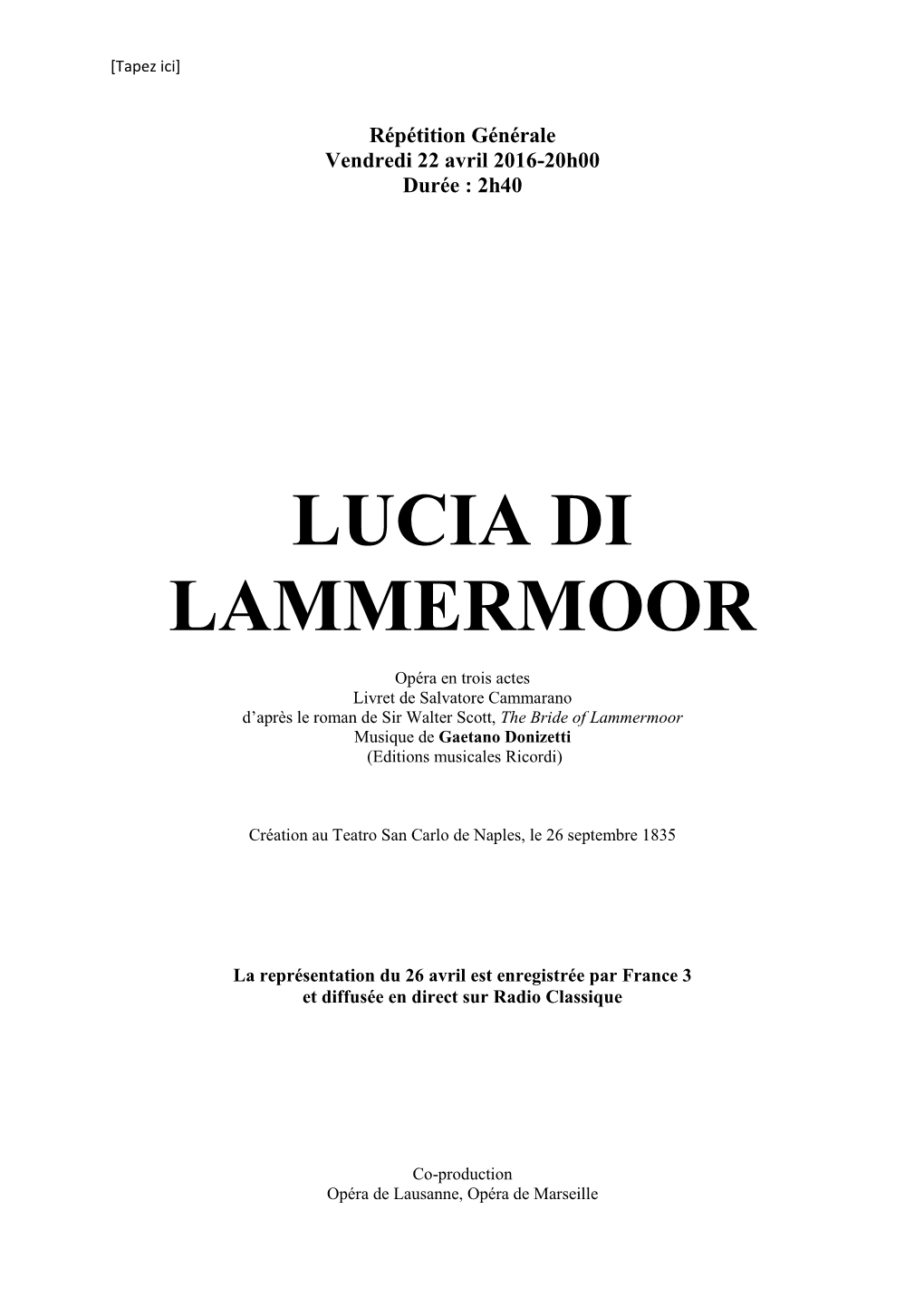 Lucia Di Lammermoor