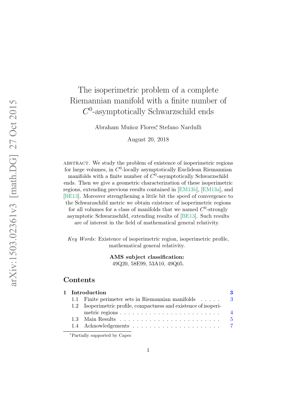 The Isoperimetric Problem of a Complete Riemannian Manifolds