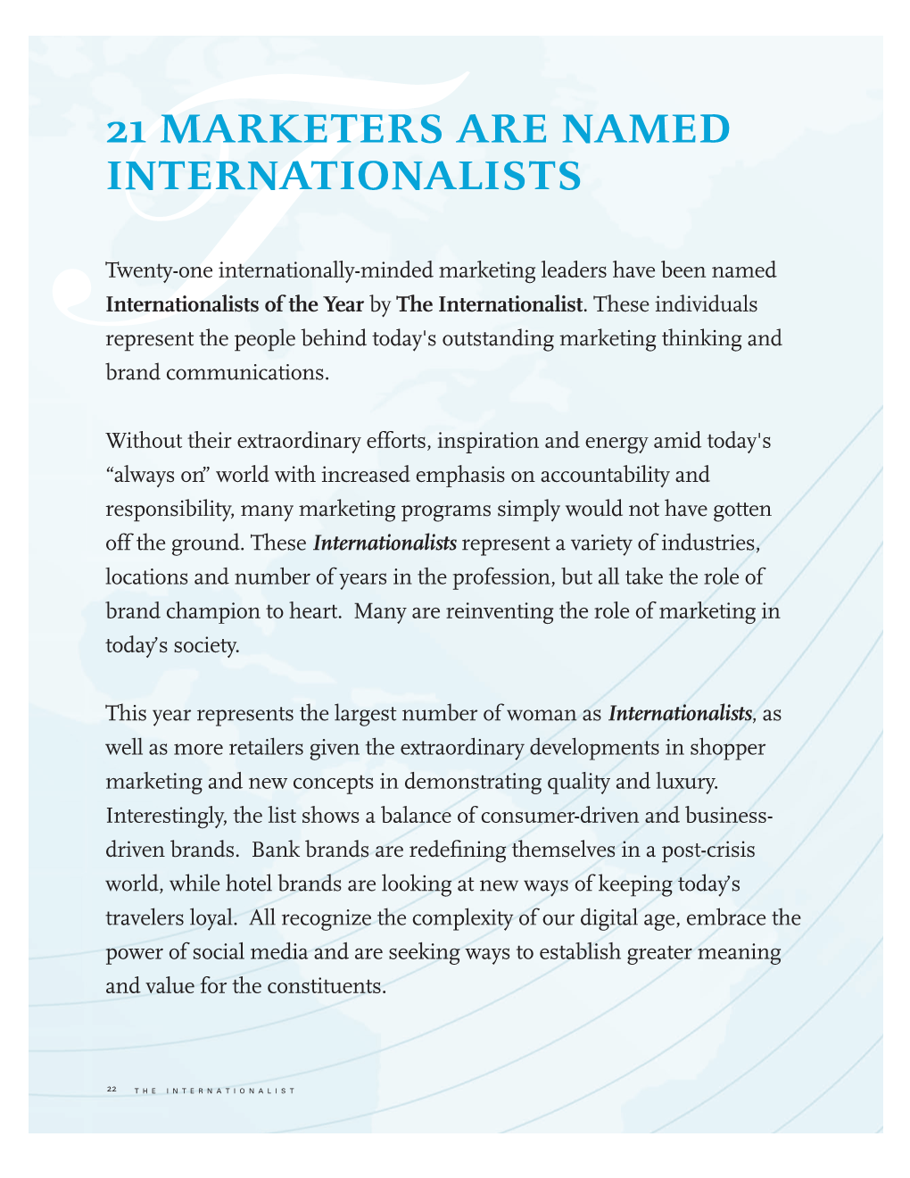 21 Marketers Are Named Internationalists