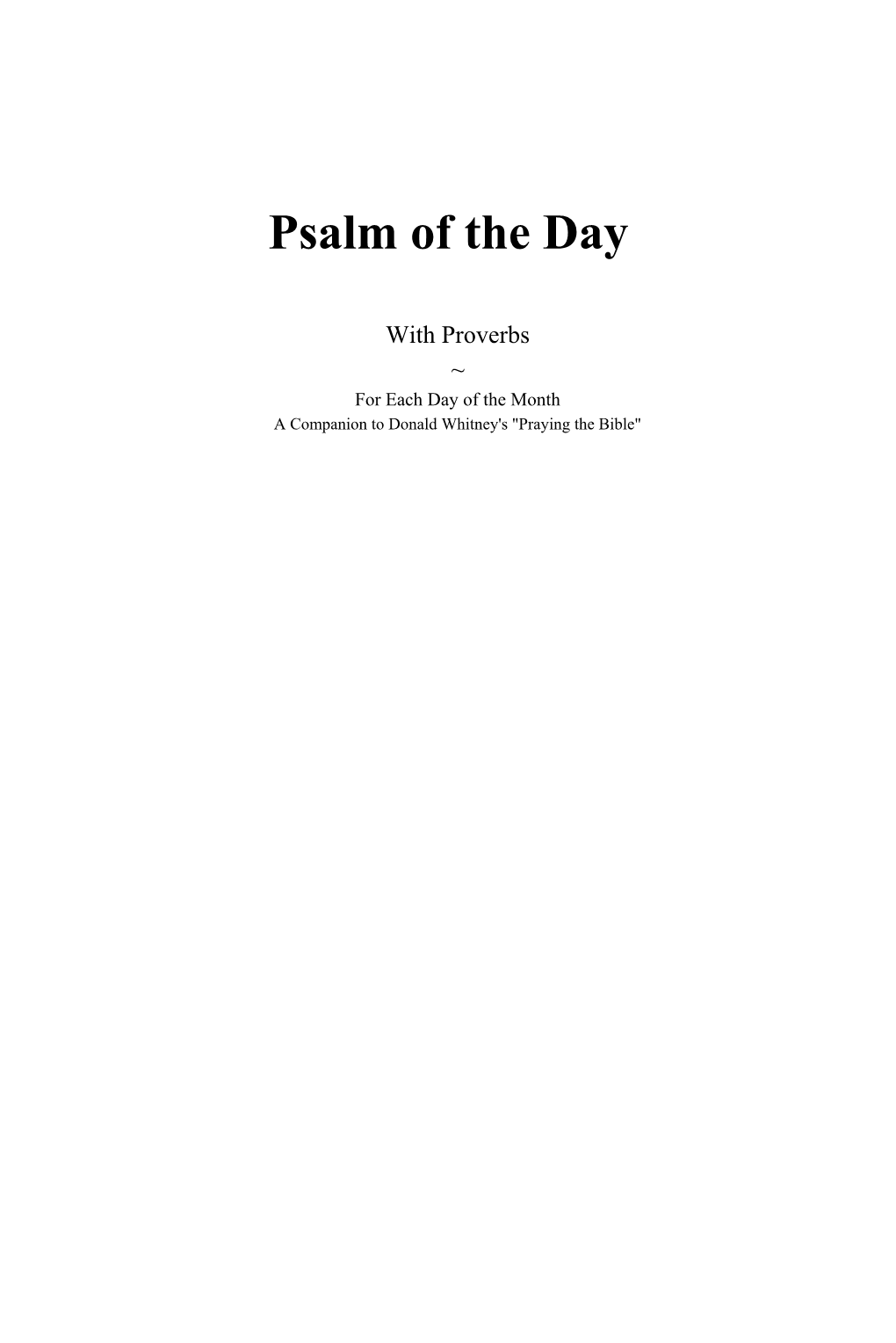 Psalm of the Day Plan