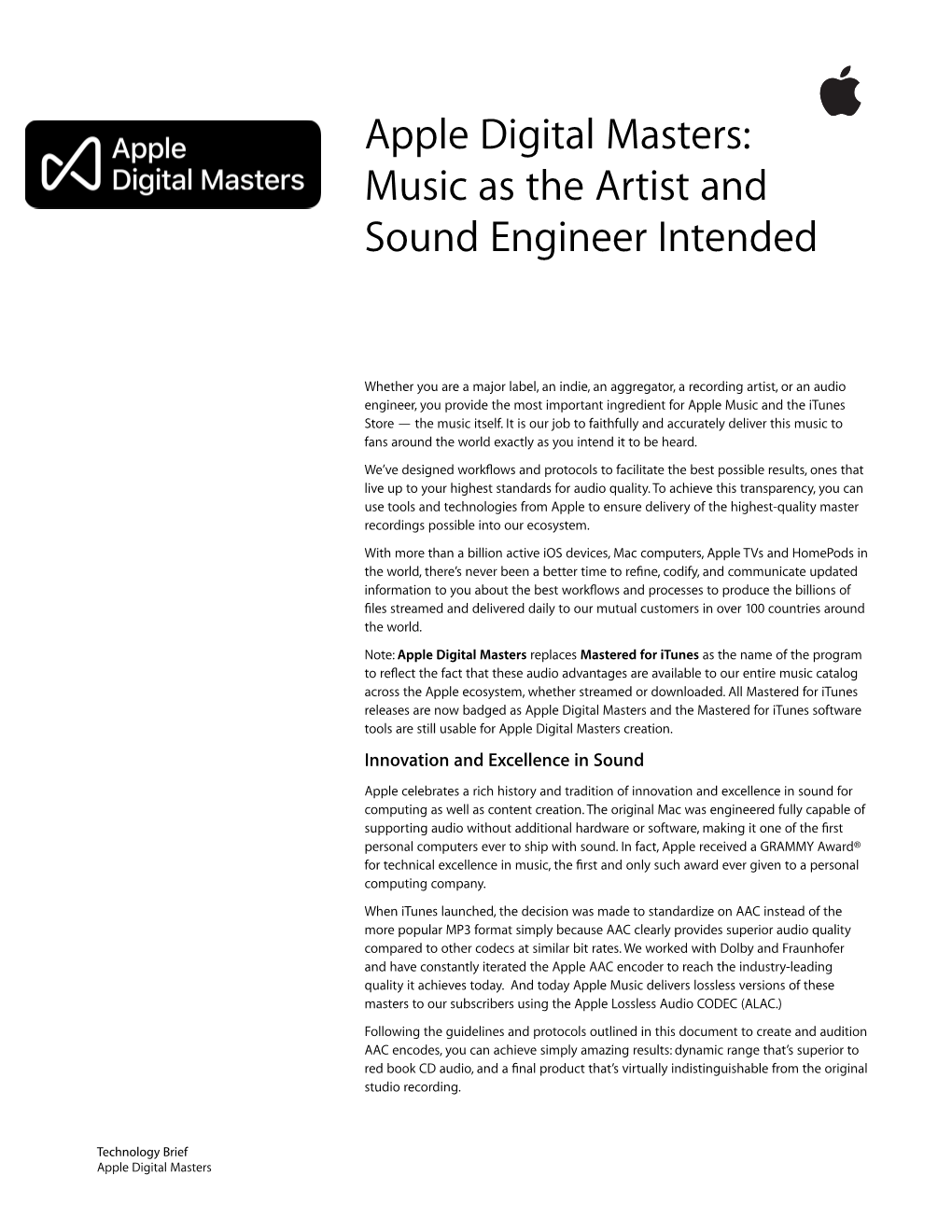 Apple Digital Masters: Music As the Artist and Sound Engineer Intended