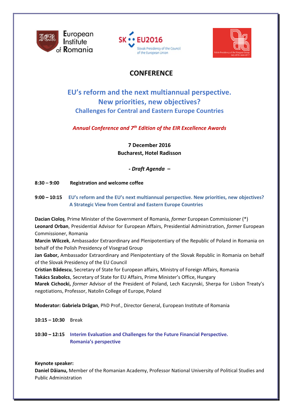 Conference on Economic and Financial Crisis
