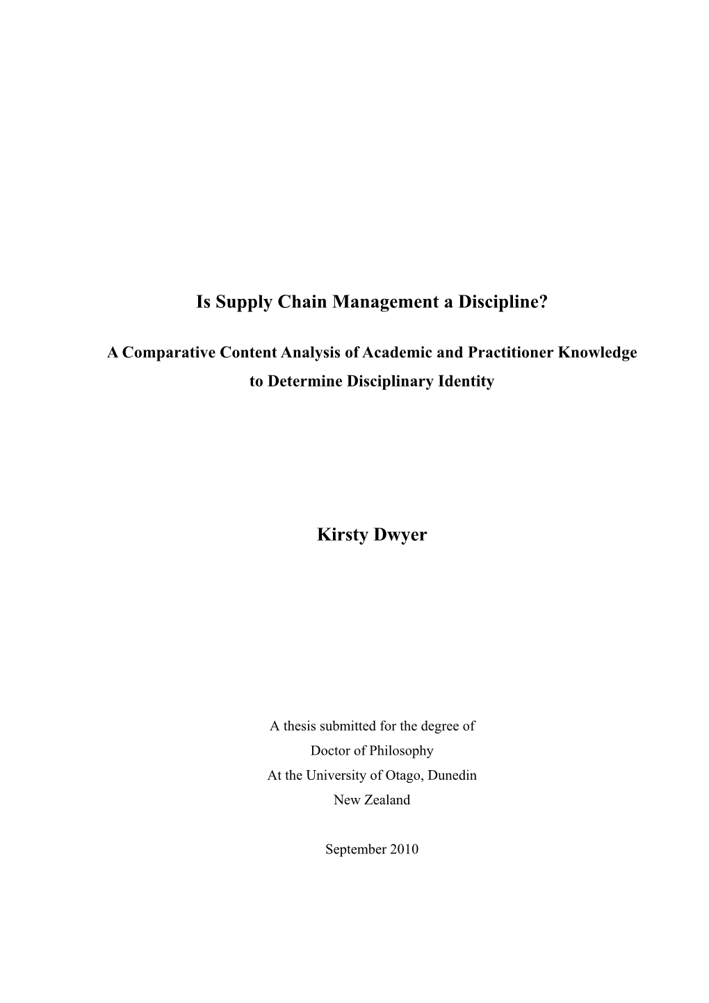 Is Supply Chain Management a Discipline?
