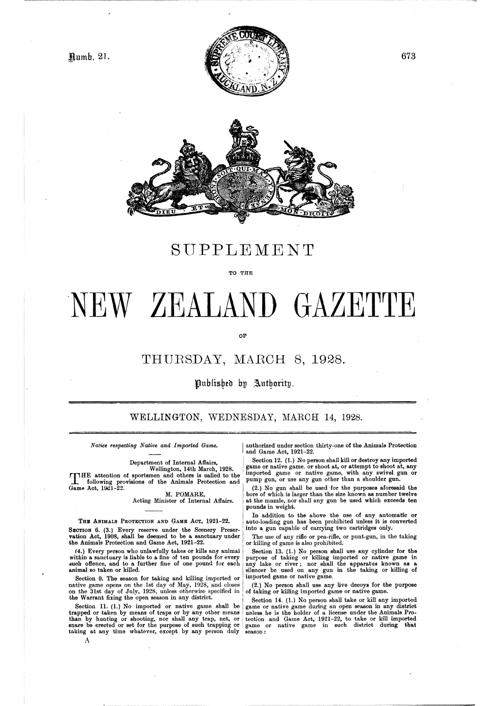 No 21, 14 March 1928