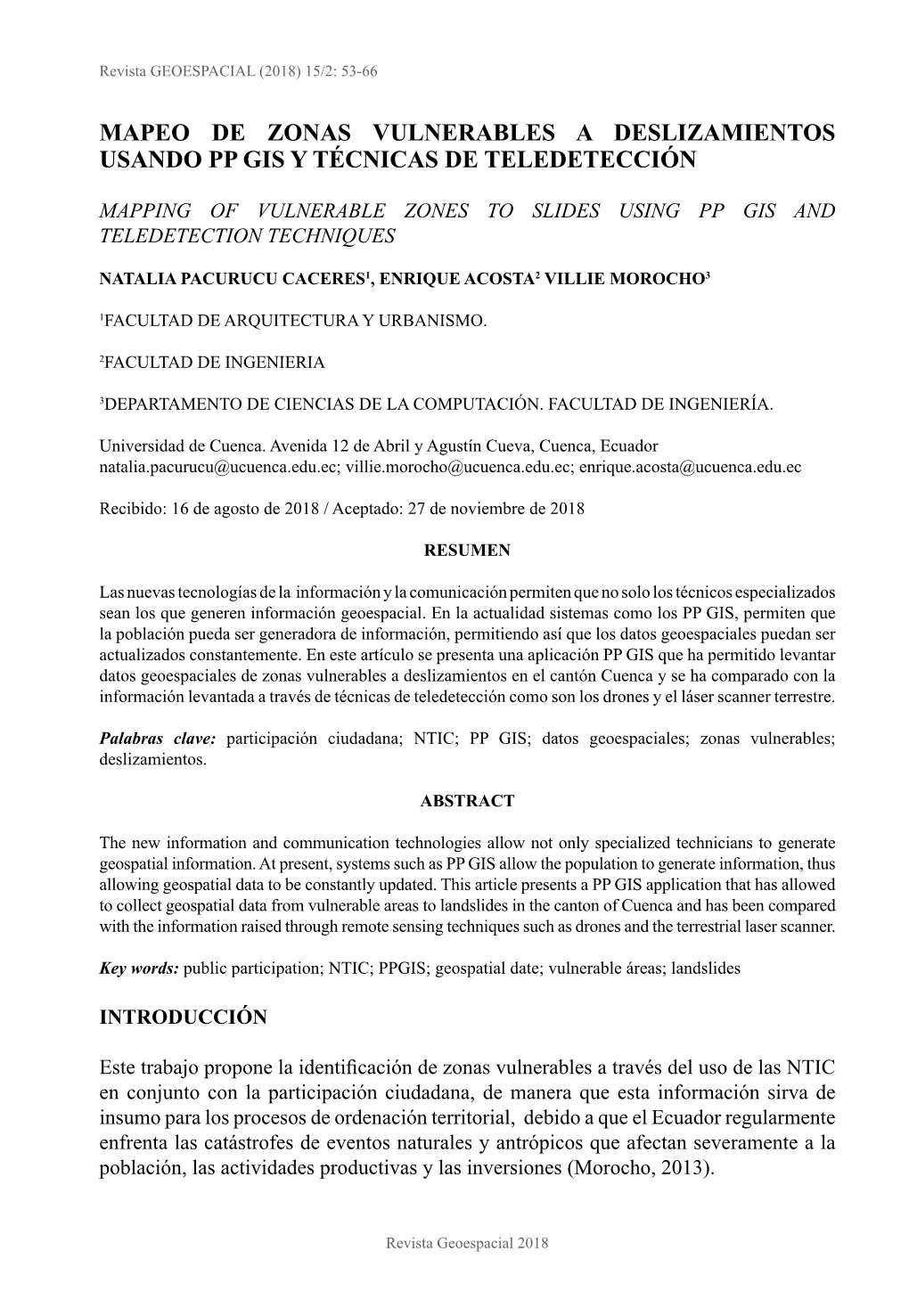 Mapeo De Zonas Vulnerables a Deslizamientos Usando Pp Gis Y Técnicas De Teledetección