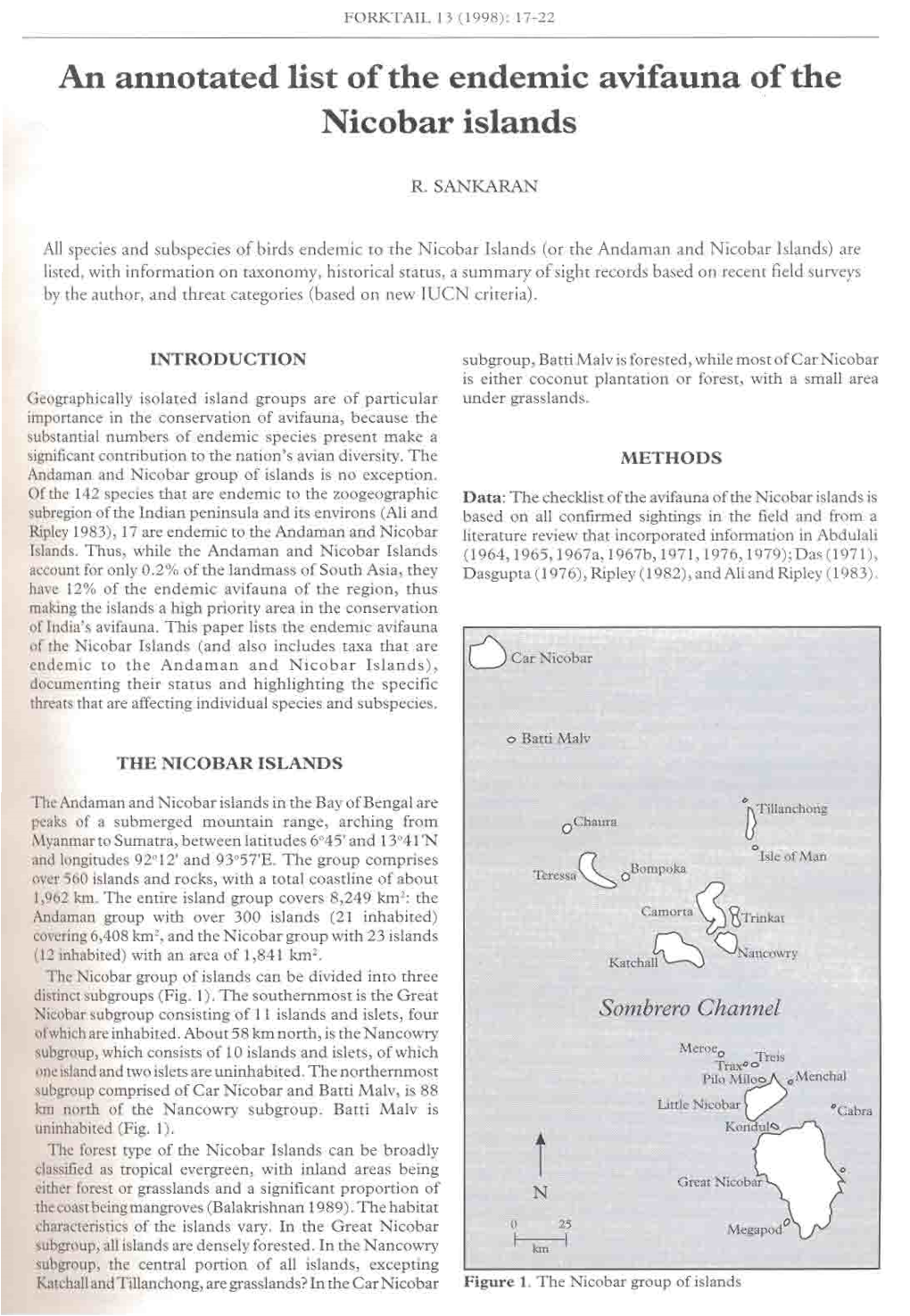 An Annotated List of the Endemic Avifauna of the Nicobar Islands