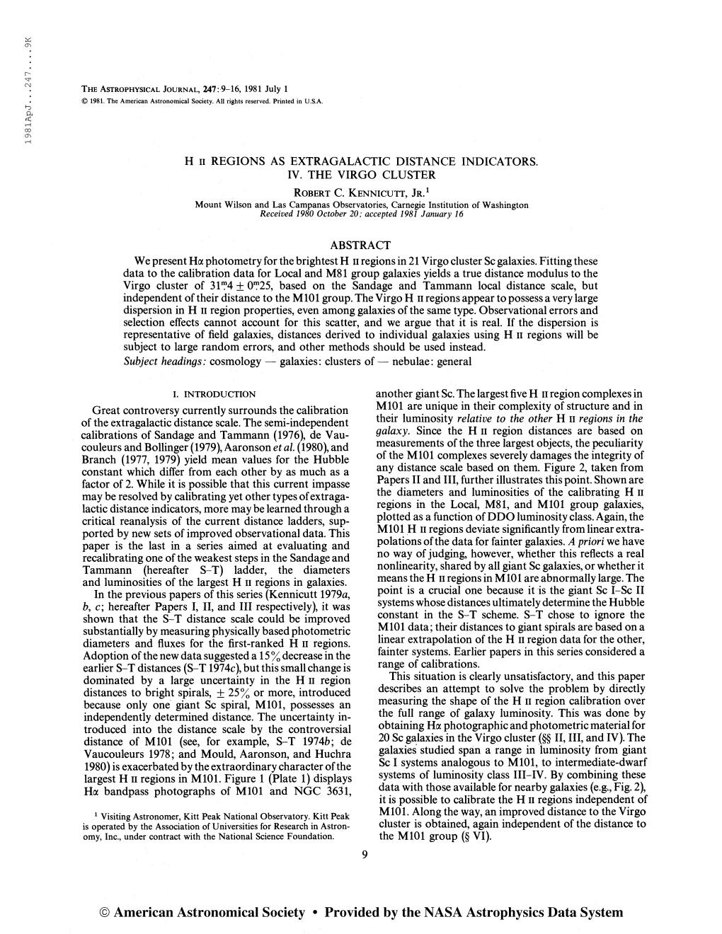 1 98Lap J . . .247 9K the Astrophysical Journal, 247:9-16, 1981 July 1 © 1981. the American Astronomical Society. All Rights R