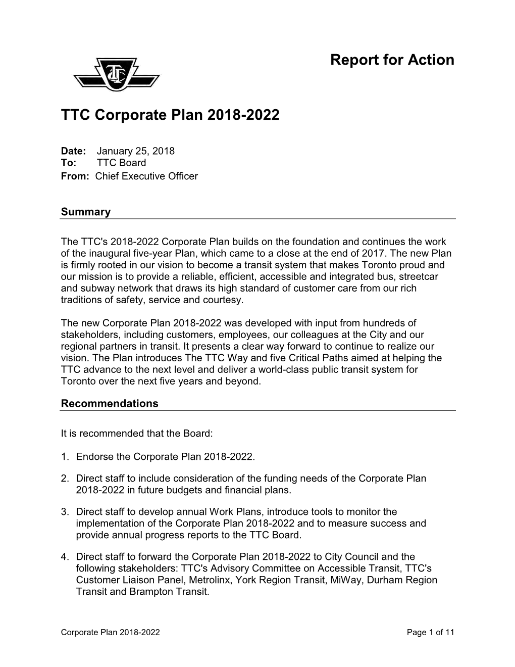 Corporate Plan 2018-2022