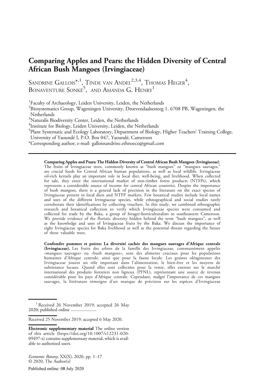 The Hidden Diversity of Central African Bush Mangoes (Irvingiaceae)