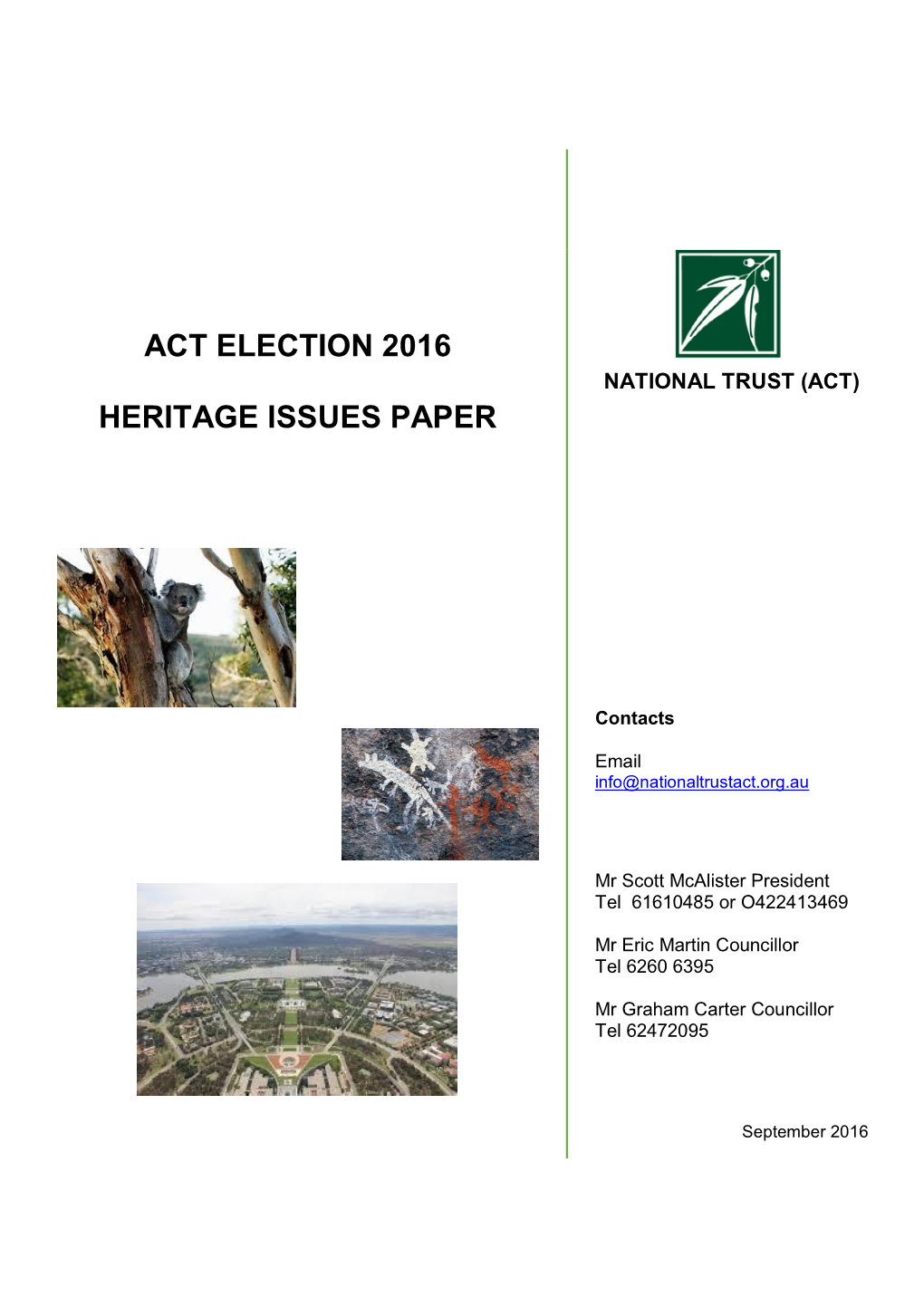 Act Election 2016 Heritage Issues Paper