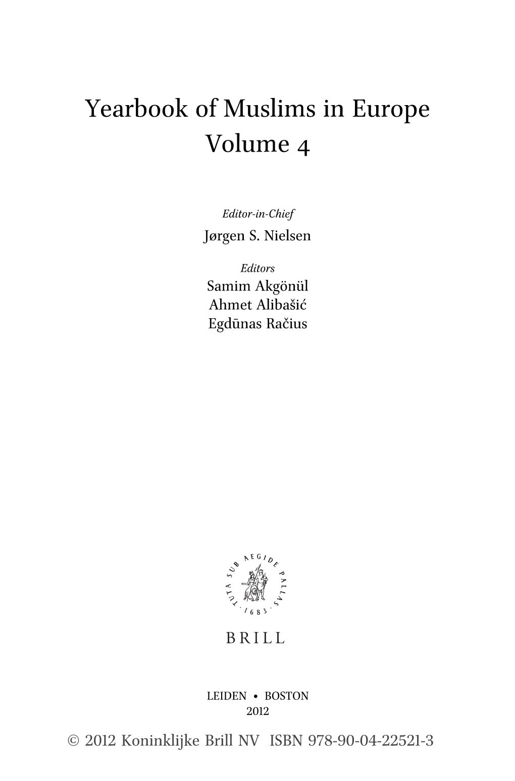 Yearbook of Muslims in Europe Volume 4