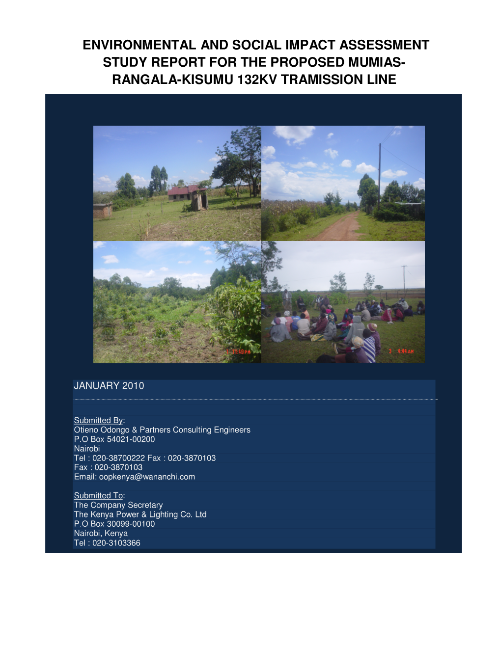 Environmental and Social Impact Assessment Study Report for the Proposed Mumias