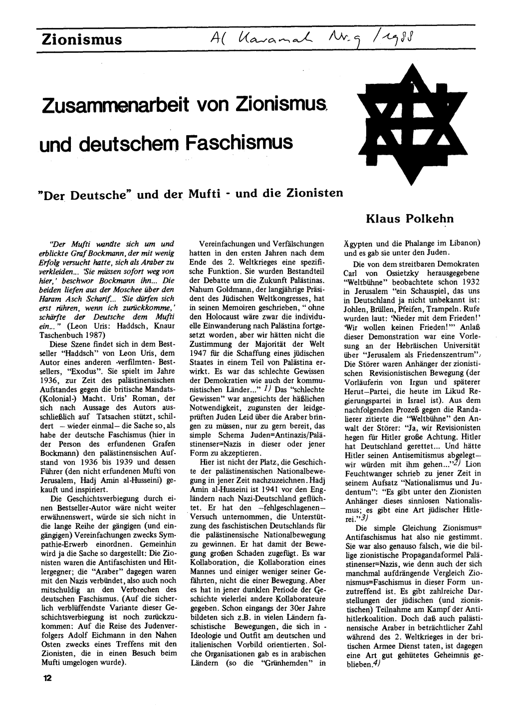 Zusammenarbeit Von Zionismus Und Deutschem Faschismus