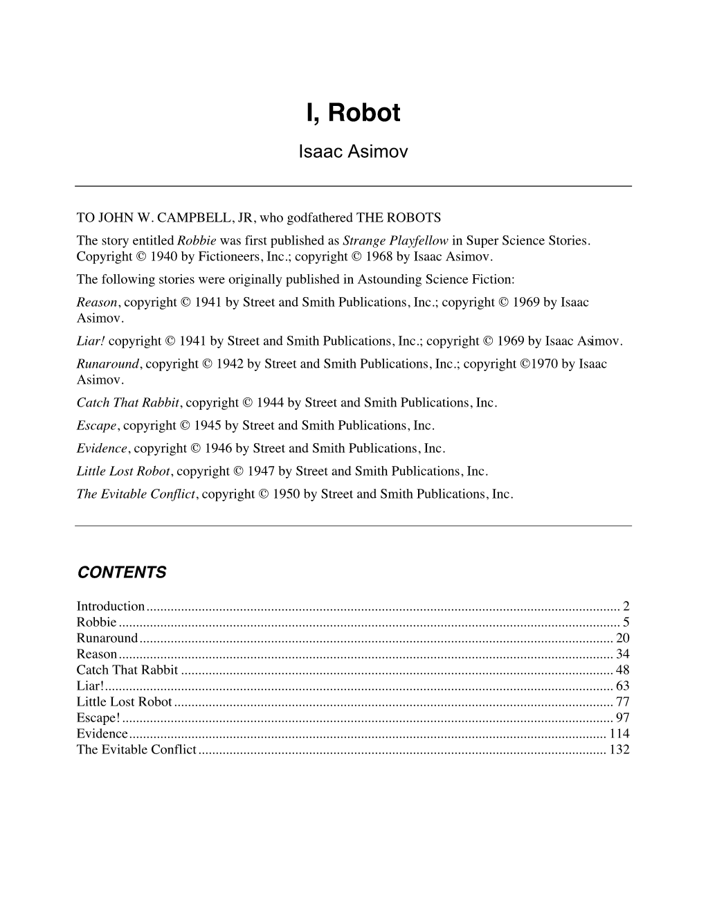 I, Robot Isaac Asimov