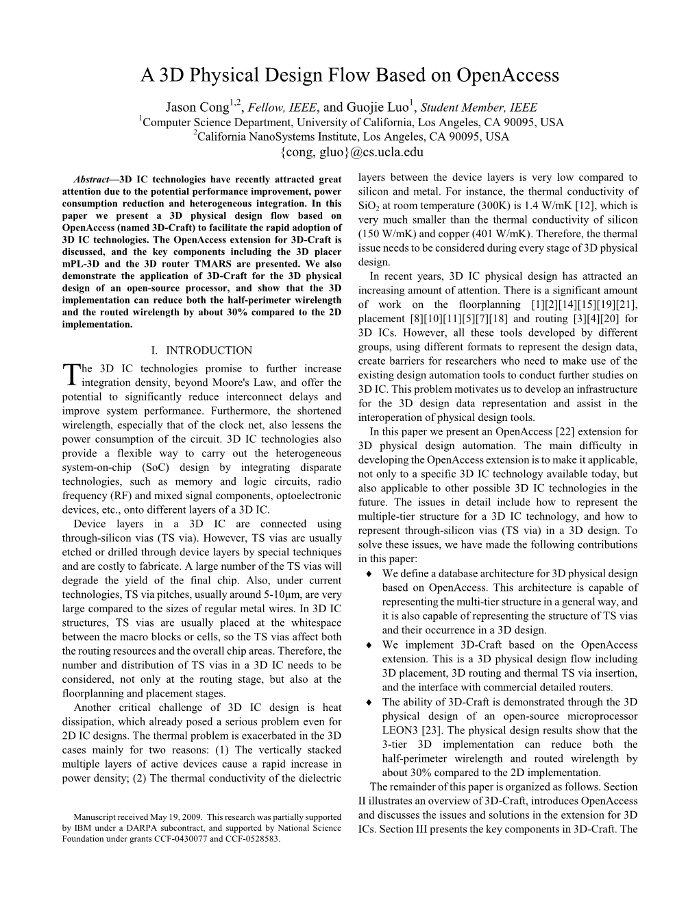 A 3D Physical Design Flow Based on Openaccess