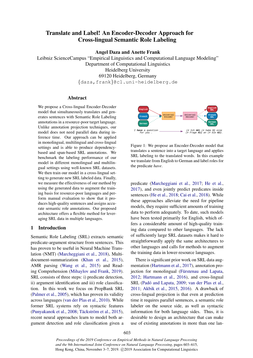 An Encoder-Decoder Approach for Cross-Lingual Semantic Role Labeling