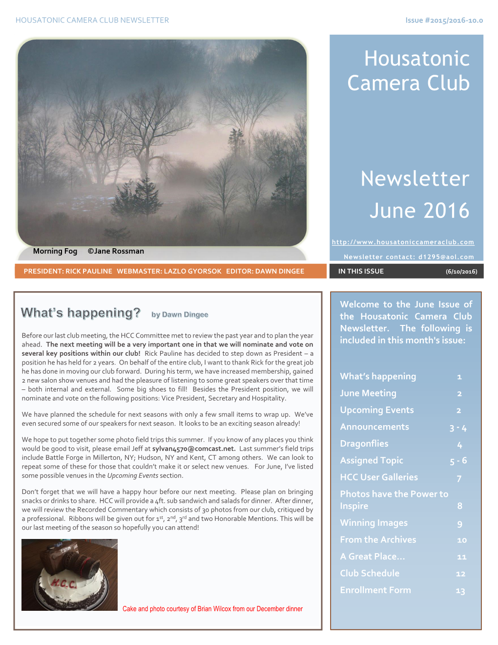 Housatonic Camera Club Newsletter June 2016